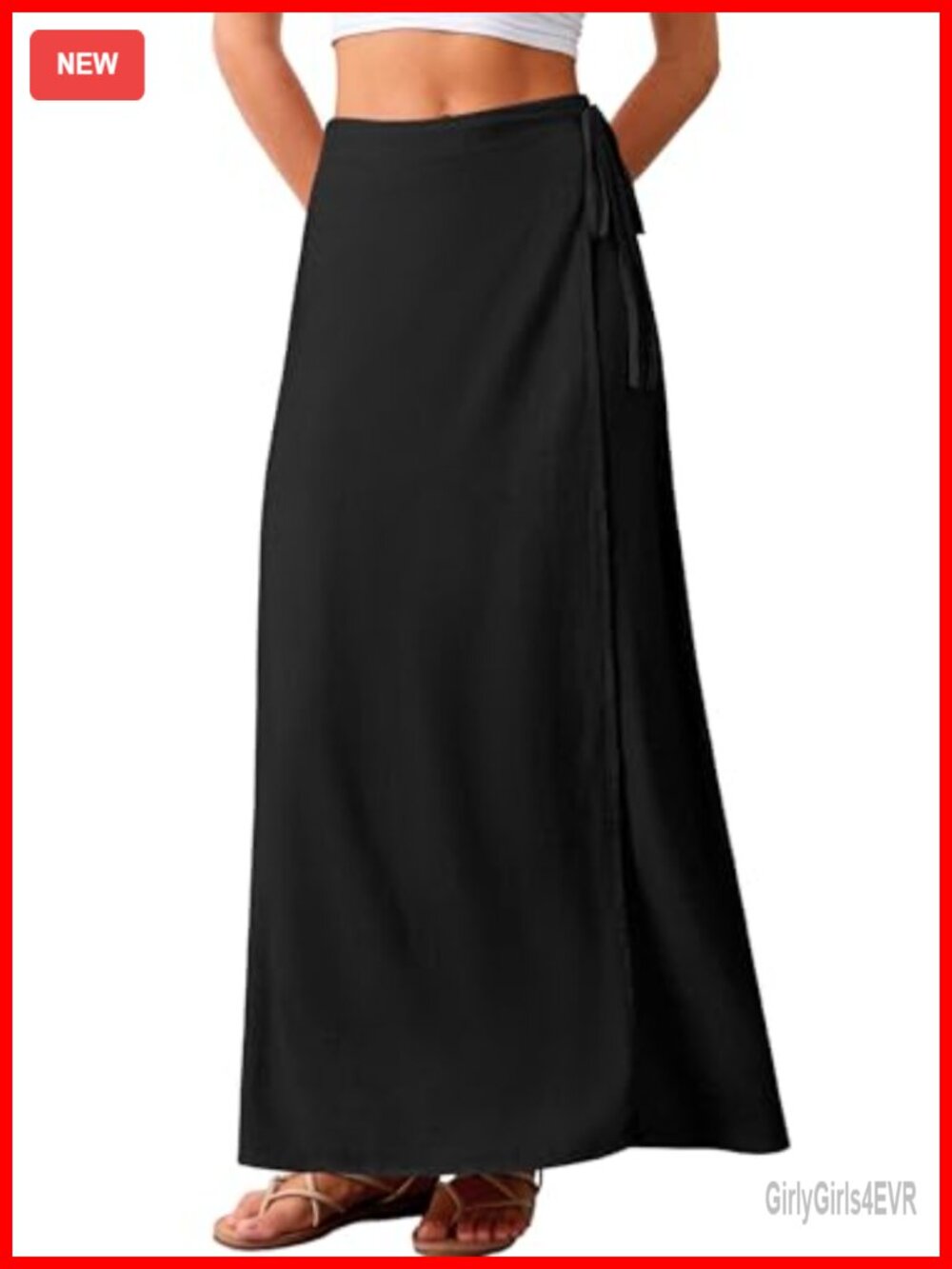 Linen Wrap Maxi Skirt High Waisted Flowy A-Line Long Skirt